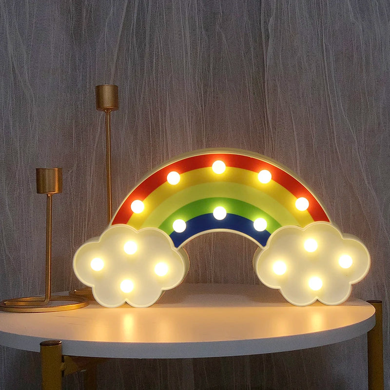 Kids Room Decor Cloud Star Moon LED Night Light Baby Children Bedroom Rainbow Cloud Christmas Night Light Wedding Decoration