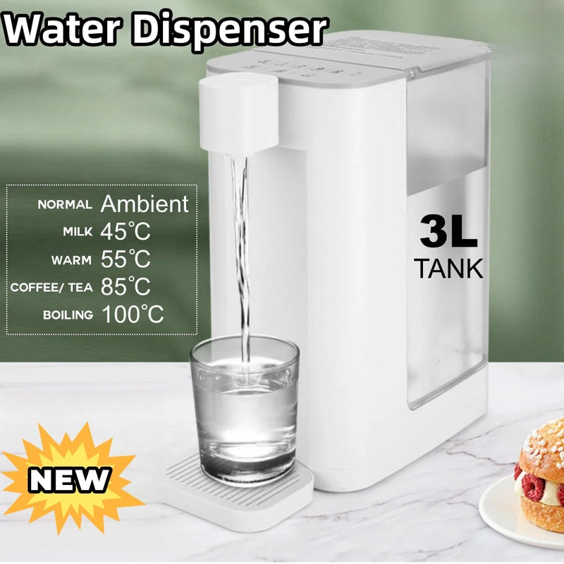 New 3L Instant Heating Water Dispenser Mini Desktop Intelligent Touch Control 5-Gears Temperature Healthy Material EU Plug 220V