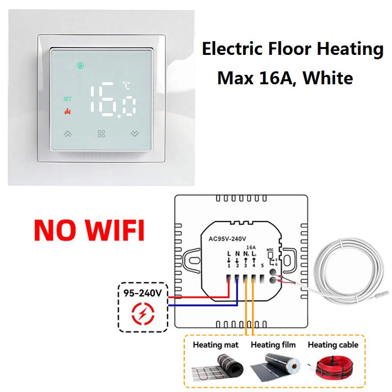 Smart WIFI MK08 Thermostat Remote Temperature Controller 3A 16A for Water/Electric Floor/Gas Boiler 1PC