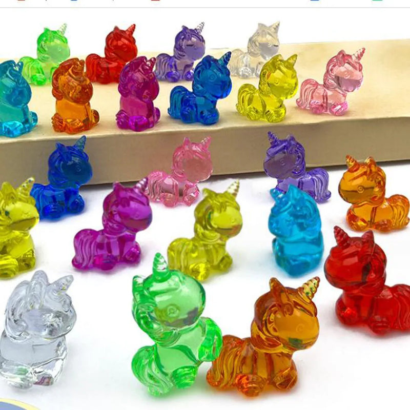 Camal 10pcs Acrylic 28x38mm Mini Unicorns Cute Toys for Kids Birthday Party Favors Guest Gifts School Prizes Goodie Bag Filler