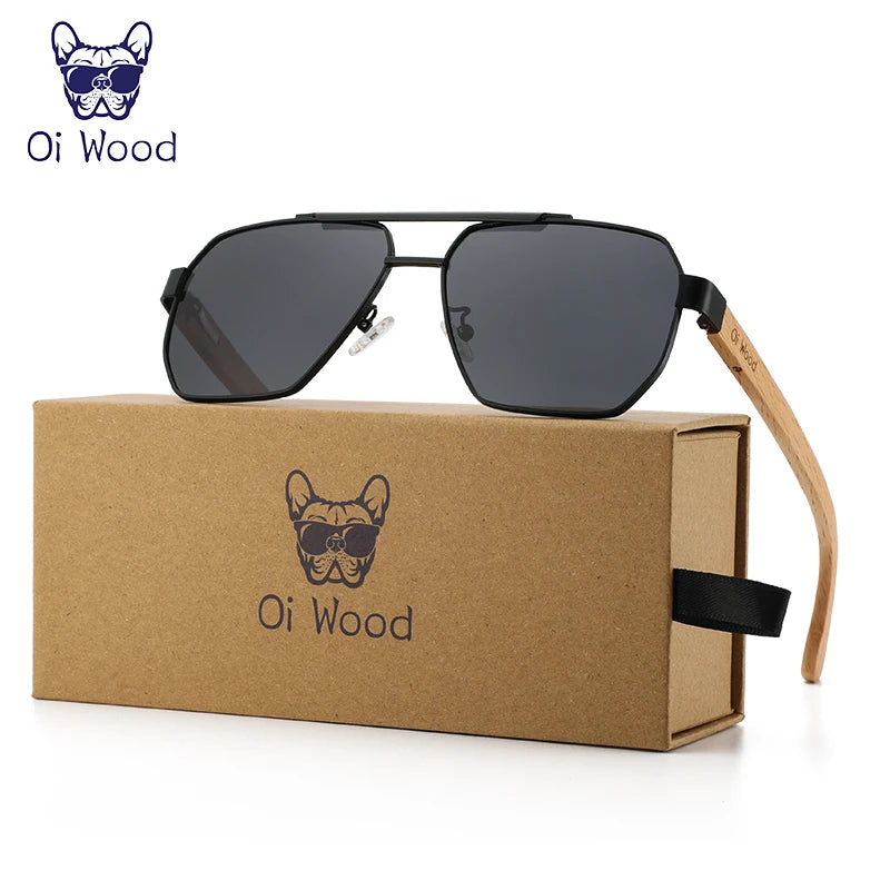 Wood Sunglasses For Men Women Square Metal Sun Glasses Blue Lens UV Protection New Eyewear 9006