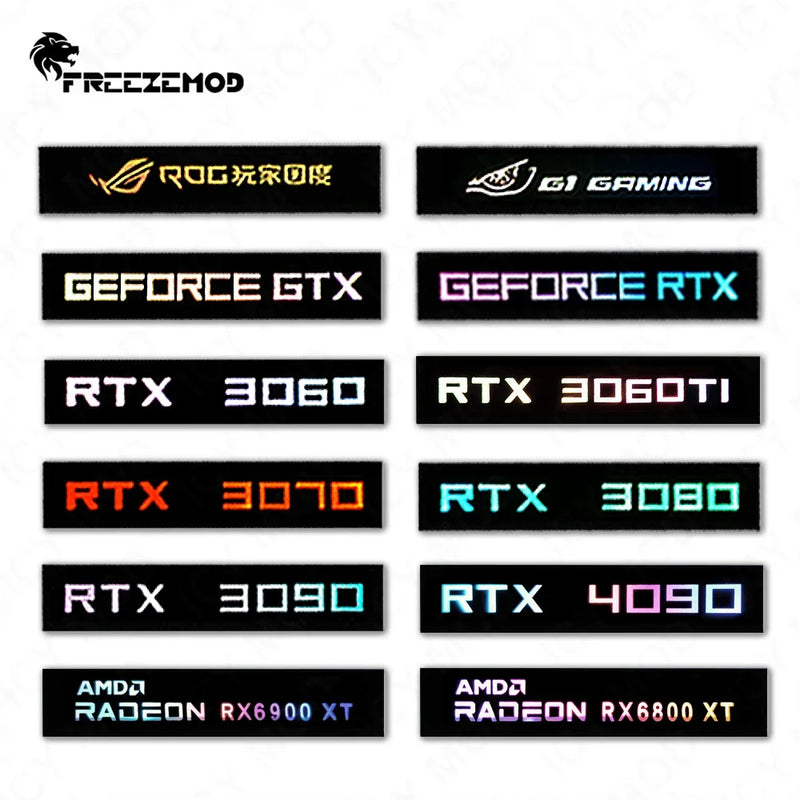 FREEZEMOD Mini VGA Side Light Panel 5V 3PIN A-RGB Graphics Card Luminous Nameplate PC Case Decorative Light Panel AURA SYNC