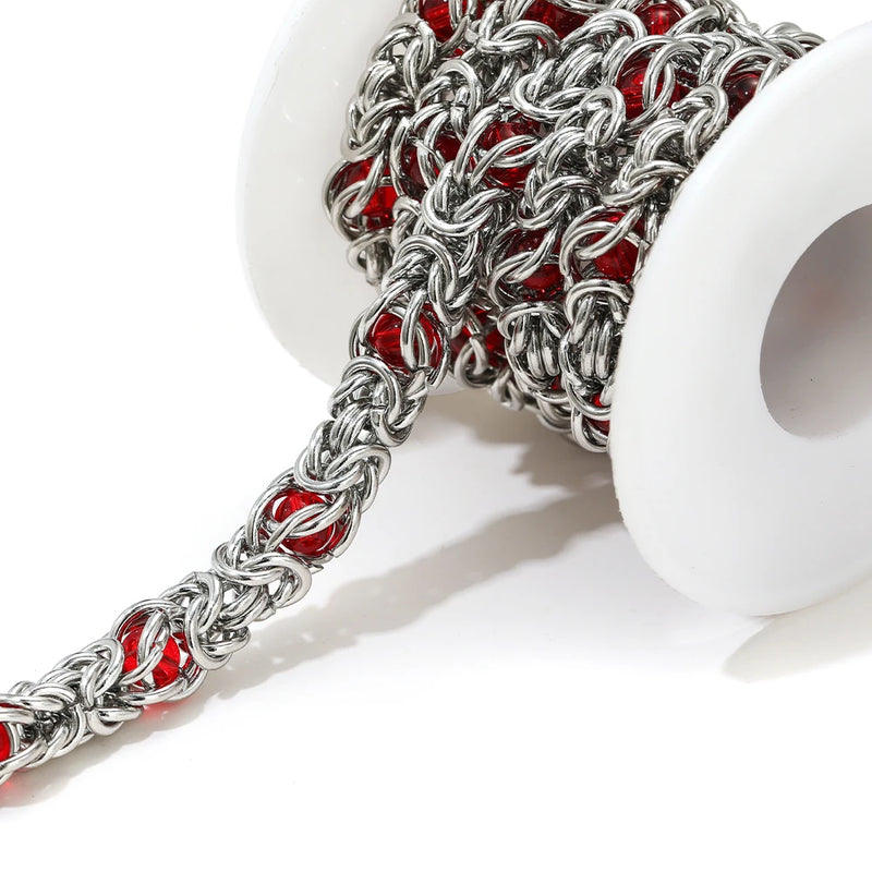 1 Meter 10mm Width Stainless Steel Chunky Knot Silicone Beads Chains for DIY Hip Hop Necklaces Jewelry Making Findings  Supplies