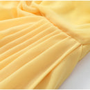 The Helios | Butter Yellow Pleated Gown with Backless Silhouette