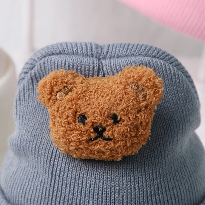 New Korean Cartoon Bear Baby Hat Knitted Baby Boys Girls Hat Winter Warm Cute Animals Toddler Kids Cap Beanies Bonnet 모자