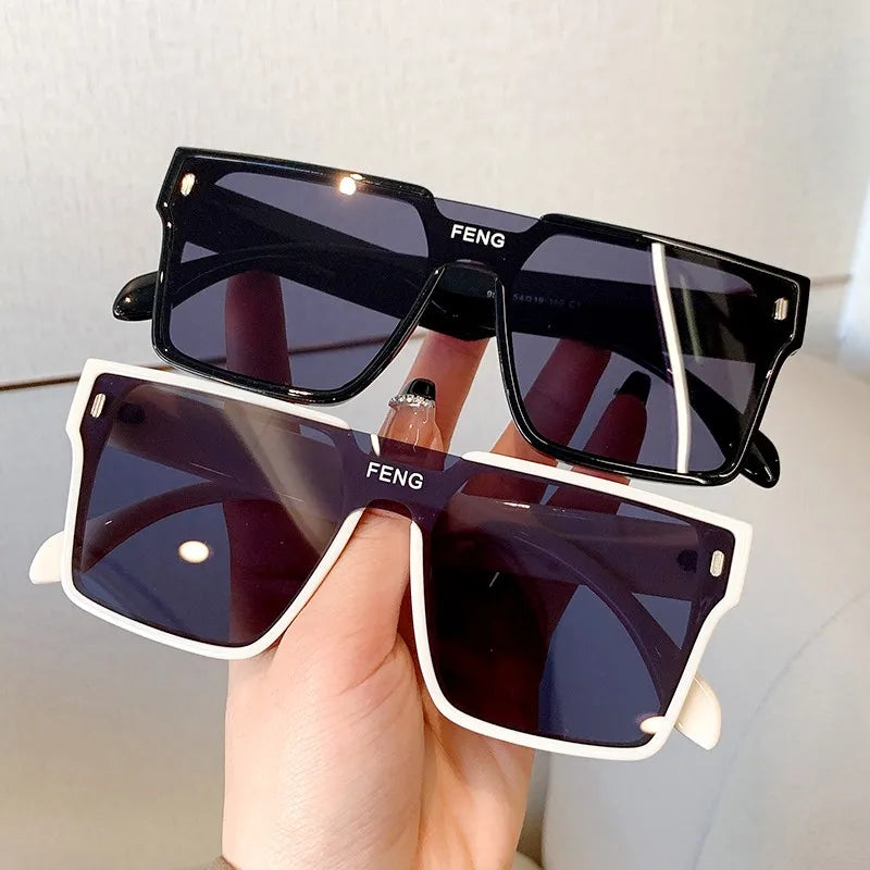 Oversized Sunglasses Square Women Sun Glasses Female Eyewear Eyeglasses One Piece Frame UV400 Shade Fashion Men Driving Glasses