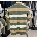 Luxury brand short sleeved men's polo shirt summer new fashion youth custom striped badge design Korean silk top casual T-shirt