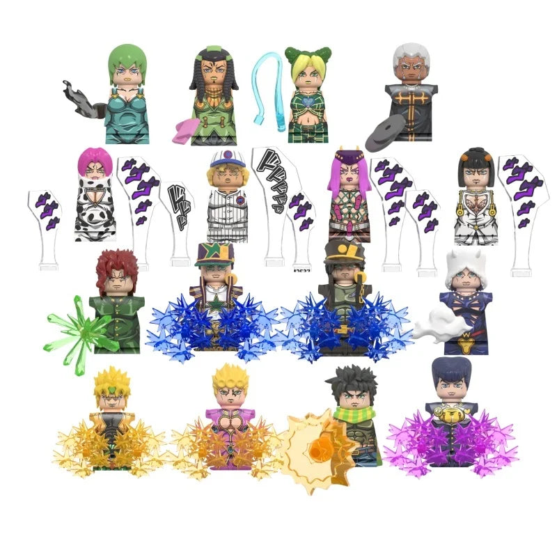 Anime JoJo Bizarre Adventure Building Blocks Kujo Jotaro Jolyne Emporio Anime Action Figure Mini Assemble Model Toys Gift