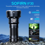 Sofirn IF30 Leistungsstarke USB-C wiederaufladbare EDC Taschenlampe IPX8 wasserdicht 32650 12000lm SFT40 Lampe Tragbare Taschenlampe