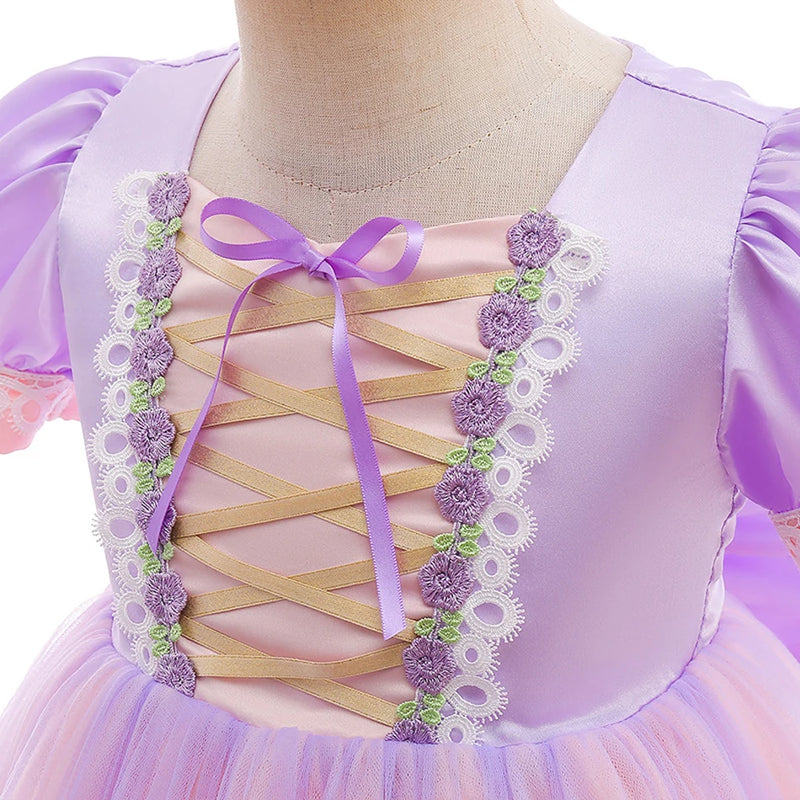 Baby Rapunzel Dress Mesh Princess Girls Sequin Tangled Cosplay Costume Halloween Kids Birthday Party Xmas Ball Gown 1-6T