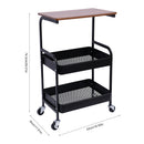 Bymaocar 3 Tier Mobile Laptop Printer Cart Table Rolling Scanner Rack Shelf Computer Desk Wheels Office Supplies Stand Holder