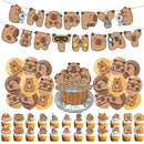 Capybara Balloons Happy Birthday Banner Animal Themed Birthday Decorations Cake Toppers Capybara Kids Birthday Party Supplies