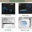 Luxury Smart Toilet with Bidet Seat Built-in, Intelligent Toilet Auto Open/Close Seat, Foot Sensor, LED Display,Night Light