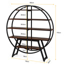 Bookshelf, Round Bookshelves Etagere Bookcase, 63 Inch Industrial Wood Book Shelf with Staggered Shelves, Living Room