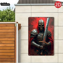 1PC 2D Flat 8*12inch Metal Sign Skull Knight with Sword Medieval Warrior Art Decor