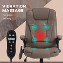6 Point Vibrating Microfiber Massage Office Chair with Heat Dark Brown