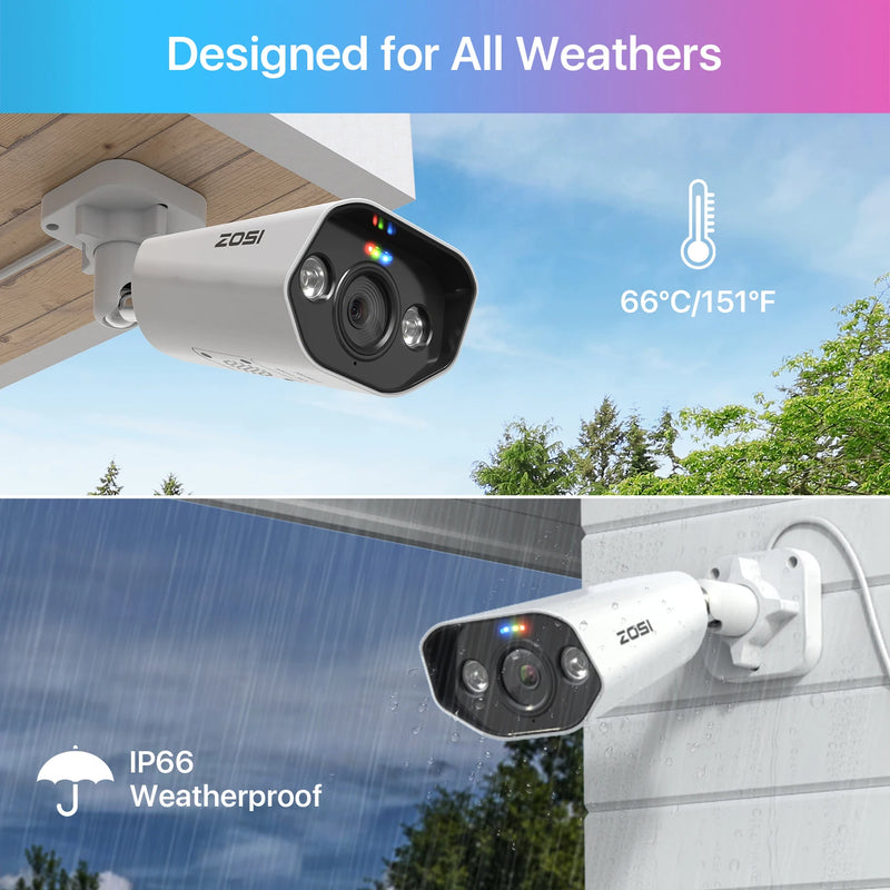 ZOSI 5MP IP Camera Outdoor PoE Security Camera Two Way Audio HDR Color Night Vision Home CCTV  Video Surveillance Camera