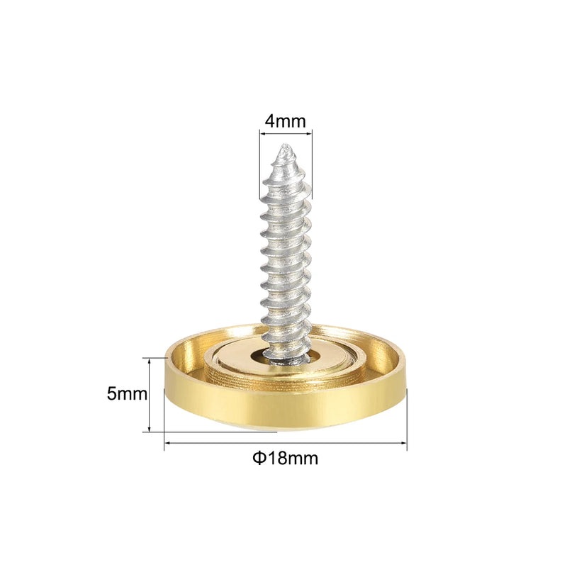 Uxcell 2/4/8pcs 10/12/14/18/22/25mm Mirror Screws Decorative Cap Cover Nails Polished Gold Silver