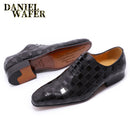 Luxuriöse italienische Leder-Abendschuhe für Herren, modisch, kariert, zum Schnüren, Schwarz Braun, Hochzeit, Büro, formelle Oxford-Schuhe für Herren