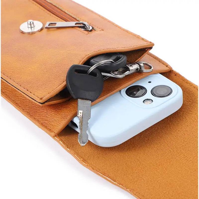 Fashion Leather Male Waist Pack Phone Pouch Bags Waist Bag Men's Belt Bag Multifunctional Water Proof Waist Bag Crossbody Bags