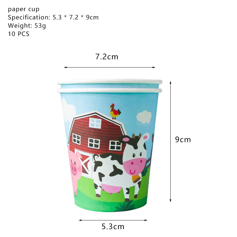 Farm Animal Theme Birthday Party Decorations Ranch Event Suppplies Cow Chicken Disposable Tableware Latex Aluminum Foil Balloon