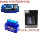 Latest Double PIC18f25K80 Chip ELM327 V1.5 for IOS Android Bluetooth 5.1 Auto Scanner OBD2 Black 2PCB Car Tester Diagnostic Tool