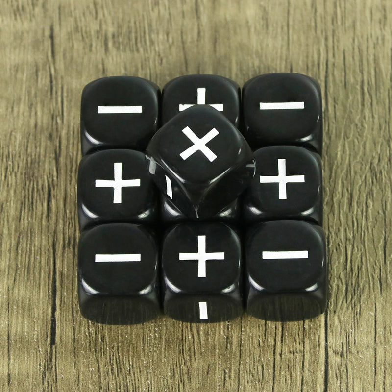 Fate Dice Opaque Black  White 10PCS 16mm for Board Game Accessories