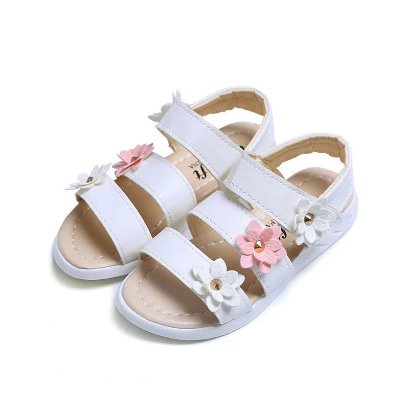 Girls Sandals Gladiator Flowers Sweet Soft Children Beach Shoes Kids Summer Floral Sandals Princess Fashion Cute High Quality