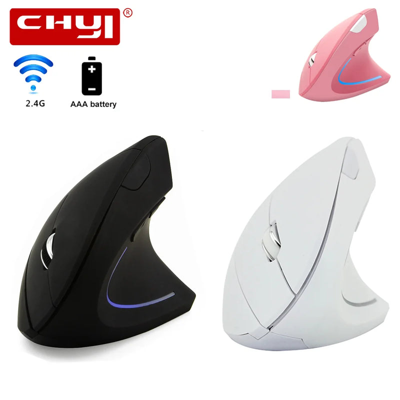 CHYI Ergonomic Vertical Mouse 2.4G Wireless Computer Gaming Mice USB Optical DPI Mouse Right Left Hand For Laptop PC Desktop