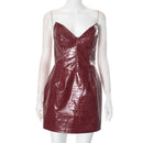 Luxury Leather Strapless Short Dress Women's Sexy Party Curvy Mini Dresses Evening Corset Red Brown Cocktail Autumn Fall 2026