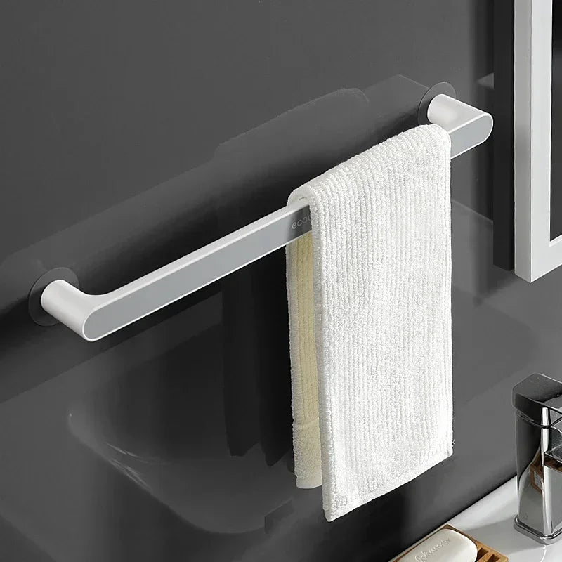 Self-adhesive Towel Holder Rack Wall Mounted Towel Hanger Bathroom Organizer Towel Bar Shelf Bathroom Hook Kitchen Wipes Hanging