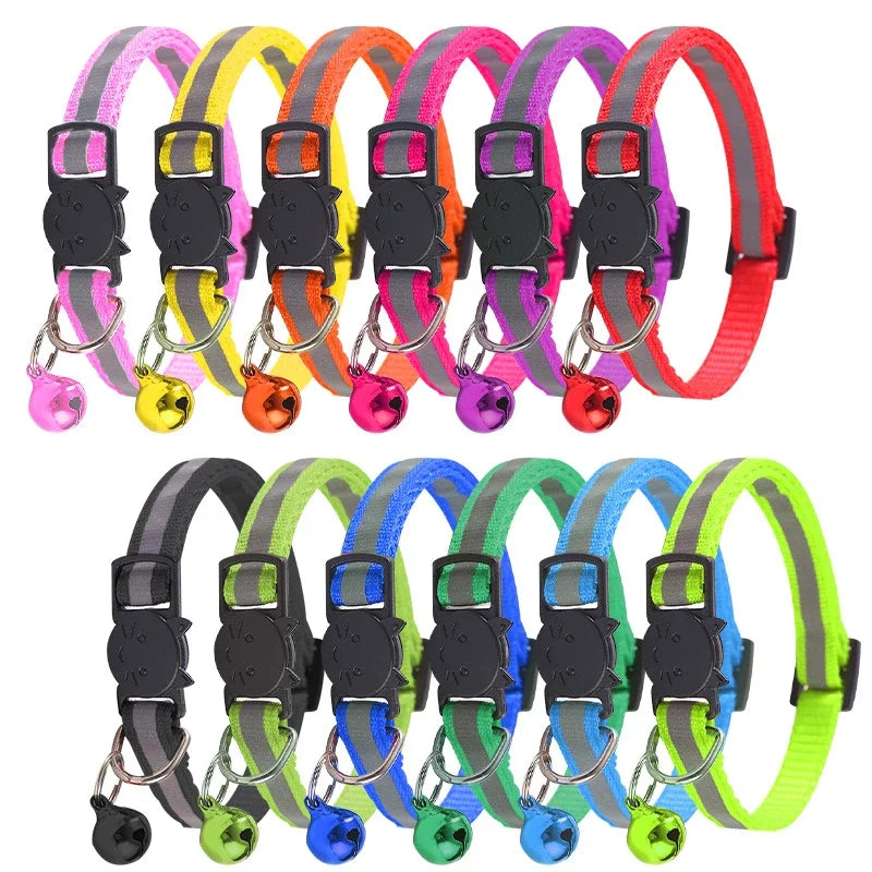 Reflective Nylon Dog Collar Night Safety Flashing Light Up Adjustable Dog Leash Pet Collar for Cats and Small Dogs Pet Supplies