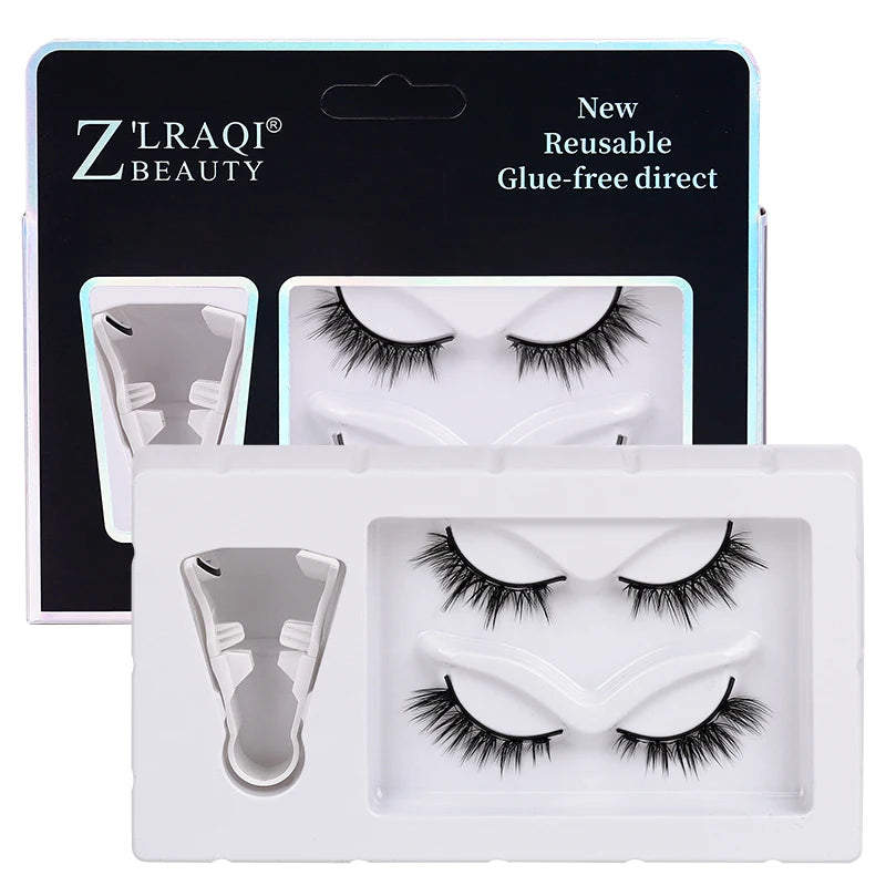 2 pairs of magnetic false eyelashes plus eyelash curler set Curling super soft eyelashes can be reused easily