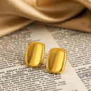 Minimalist Smooth Metal Round Rectangle Earrings for Women Gold Color Geometric Small Studs Ear Piercing Jewelry Party Gift