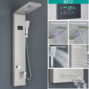 Bathroom LED Light Rain Waterfall Shower Panel Faucet Body Massage Jets Shower Faucet Stainless Steel Tub Spout Shower Column