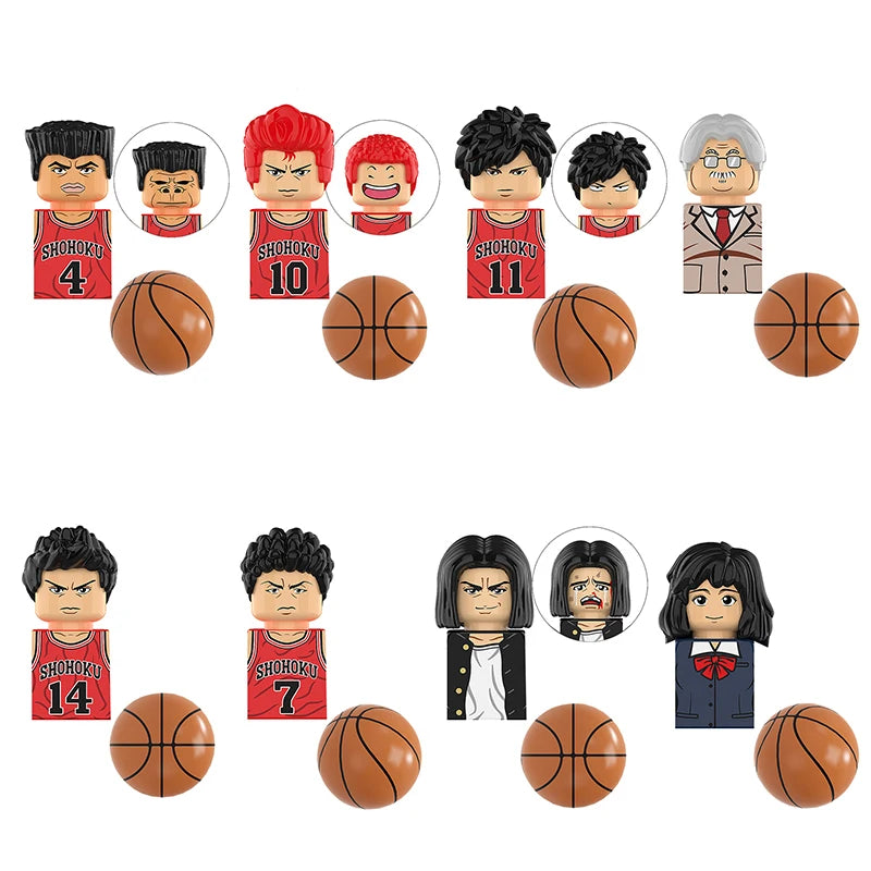 MOC Japan Basketball anime SLAM DUNK block Hanamichi Sakuragi Rukawa Kaede figures building brick DIY toys for children gifts