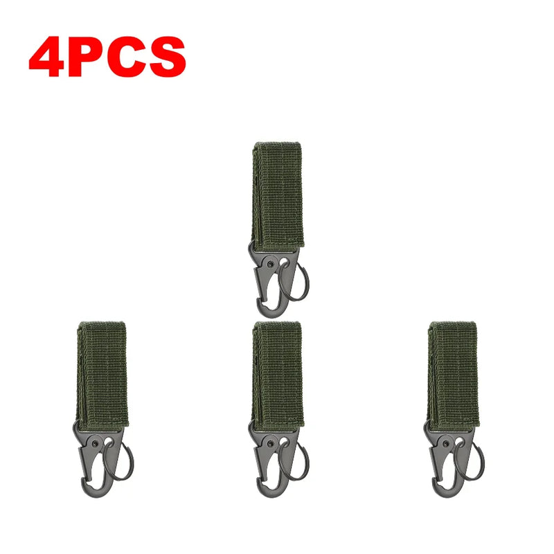 1-4PCS Tactical Hanging Buckles Nylon Webbing Carabiners Belt Triangle Keychain For Outdoor Climbing Camping Tools Accessories