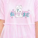 Summer Lolita Tulle Dresses 2022 Women Kawaii Bunny Cute Girl Anime Short Sleeve Pink White Casual T Shirt Dress Female Clothing