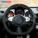 Hydro Printed Carbon Fiber Steering Wheel For Nissan 370z 2009-2021 Racing Wheel Perforated Leather Red Stitching Steering Wheel