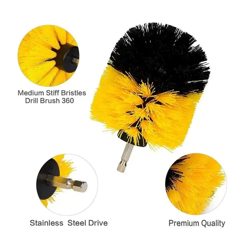 3pcs Drill Brush Attachment Set Power Scrubber Brush With Drill Scrub Brush For Cleaning Showers Tubs Bathroom Tile Grout Carpet