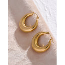 Yhpup Statement Stainless Steel Geometric Hoop Earrings Jewelry for Women Trendy Metal Texture 18 K Earrings Golden Accessories