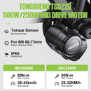 Tongsheng TSDZ8 750W TSDZ2B 500W 250W Motor Kit Mid Drive Torque Sensor Bicycle Engine Electric Bike Conversion Kit BB 68-73mm