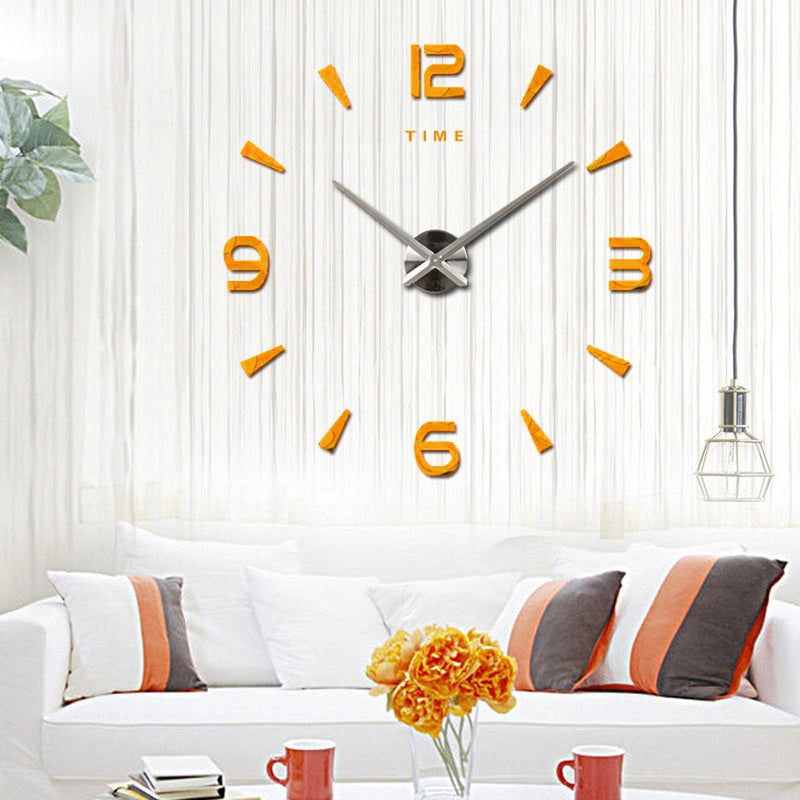 Large Wall Clock Quartz 3D DIY Big Watch Decorative Kitchen Clocks Acrylic Mirror Sticker Oversize Wall Clocks Home Letter Decor