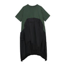 XITAO Irregular Pleated Hit Color Dress  Loose Covering Belly Pullover Short Sleeve Elegant Dress 2020 Summer  XJ4818