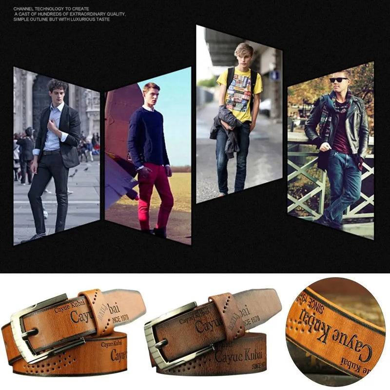 Casual Leather Belt Fashion Vintage Cowboy Pin Buckle Waistband Business Belts Men's Belt