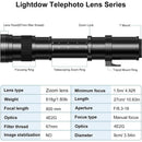 Lightdow Por Manual Zoom Super Telephoto Lens 420-800mm F8.3-16 with 2X Teleconverter USA ES Overseas Warehouse Delivery