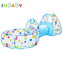 IMBABY Spielzeugzelt Indoor-Bällebad 3-in-1 Kinderzelt Faltbarer Krabbeltunnel Outdoor-Campingzelt Kinderzimmer-Haus