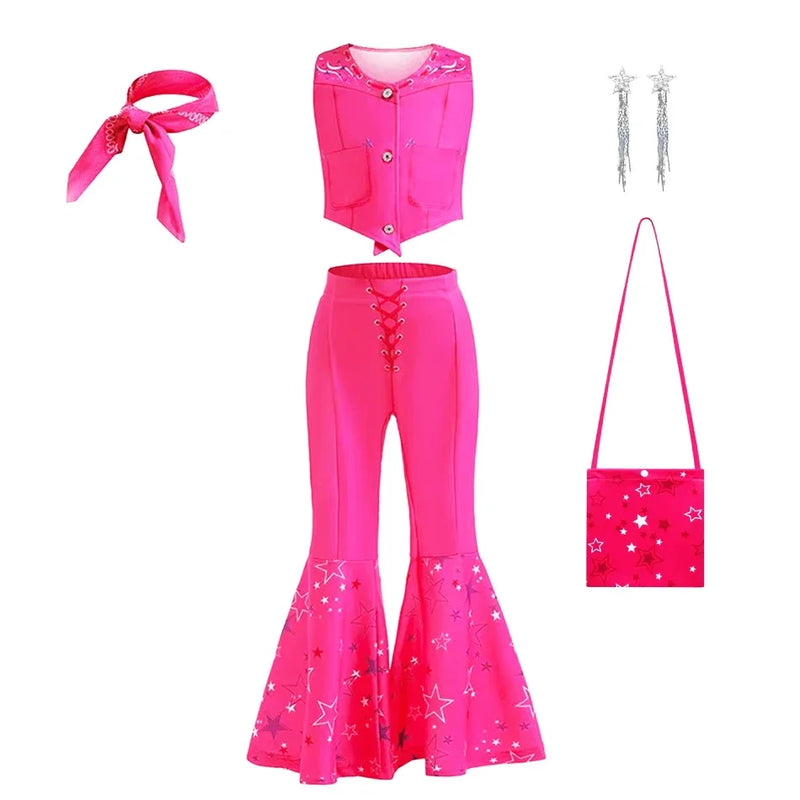 Girls Costume Top+Trousers Kids Halloween Cospaly Princess Christmas Bowknot Fantasy Pageant Disguise Children Clothes