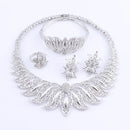 African Beads Jewelry Set Silver Plated Wedding Jewelry Sets For Brides Crystal Necklace Earrings Costume Jewelry Set