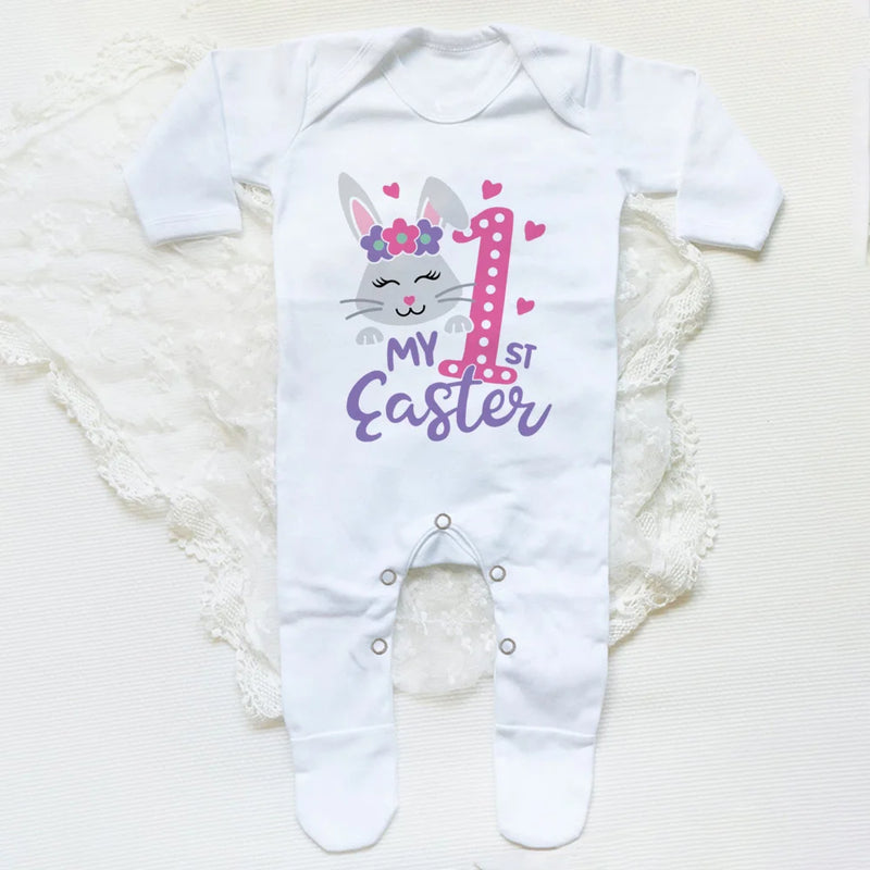 My 1st Easter Baby Bodysuit Babygrow Sleepsuit Rabbit Print Baby Coming Home Hospital Outfit Clothes Infant Easter Party Romper